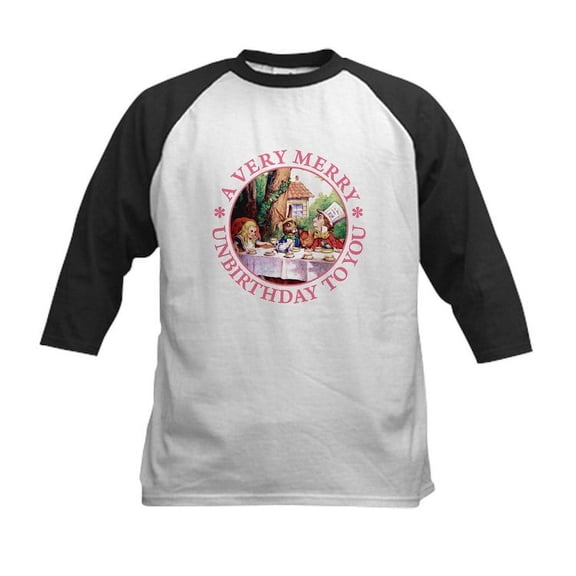 CafePress - A Very Merry Unbirthday To You Kids Baseball Jerse - Kids Cotton Baseball Jersey, 3/4 Sleeve Shirt