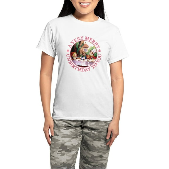 CafePress - A Very Merry Unbirthday To You Women's Light Pajam - Women's Short Sleeve Print T-Shirt and Pants Light Cotton Pajama Set