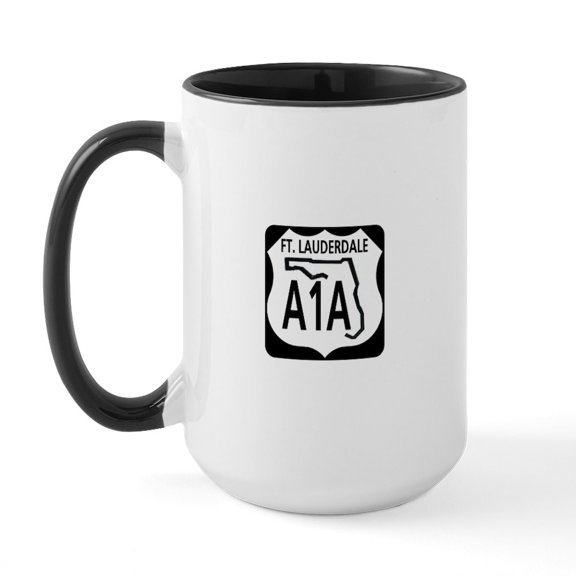 CafePress - A1A Fort Lauderdale Large Mug - 15 oz Ceramic Large White Novelty Mug