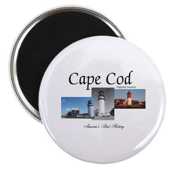 CafePress - ABH Cape Cod Americasbesthistory.Com Magnet - 2.25" Round Magnet, Refrigerator Magnet, Button Magnet Style