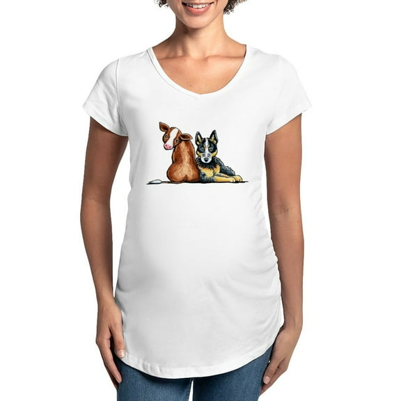 CafePress - ACD And Cow Maternity T Shirt - Cotton Maternity T-shirt, Cute & Funny Pregnancy Tee