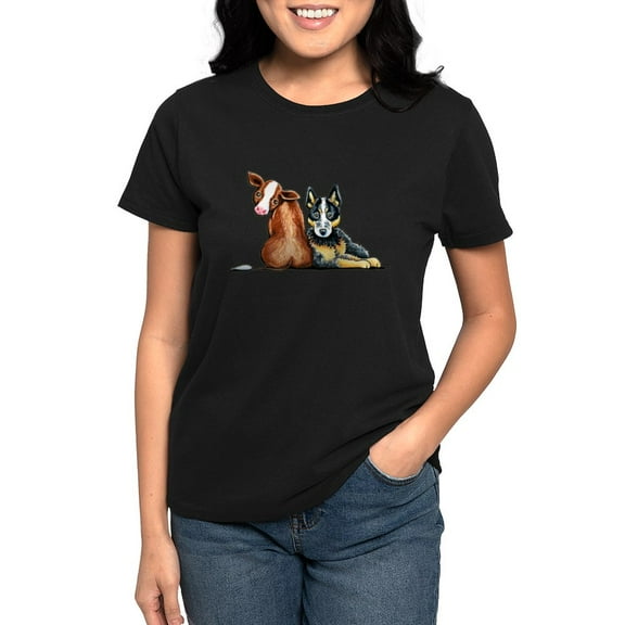 CafePress - ACD And Cow T Shirt - Women's Traditional Fit Dark T-Shirt