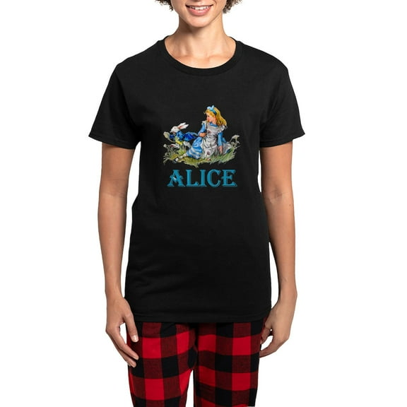 CafePress - ALICE IN WONDERLAND BLUE Women's Dark Pajamas - Women's Short Sleeve Print T-Shirt and Pants Dark Cotton Pajama Set