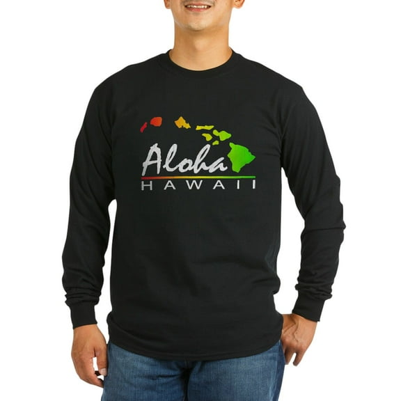 CafePress - ALOHA Hawaii (Distressed Design) Long Sleeve T Shi - Long Sleeve Dark T-Shirt