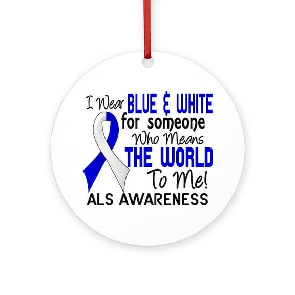 CafePress - ALS Meansworldtome2 -  Round Wood Ornament 4"