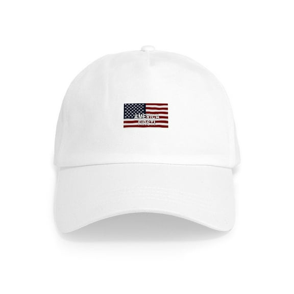 CafePress - AMERICA FIRST! USA Flag Cap - Adjustable 100% Brushed Unisex Casual Cotton Baseball Cap, Beige, 1