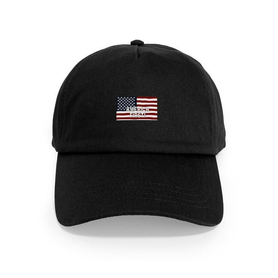 CafePress - AMERICA FIRST! USA Flag Cap - Adjustable 100% Brushed Unisex Casual Cotton Baseball Cap, Beige, 1