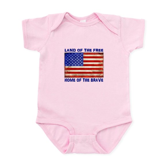 CafePress - AMERICAN FLAG LAND OF FREE HOME OF BRAVE Body Suit - Baby Light Bodysuit, Size Newborn - 24 Months