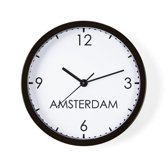 CafePress - AMSTERDAM World Clock - 10" Quartz Analog Battery-Powered Modern Wall Clock, Unique