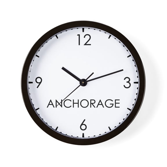 CafePress - ANCHORAGE World Clock - 10" Quartz Analog Battery-Powered Modern Wall Clock, Unique