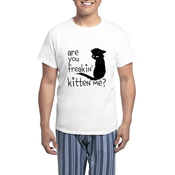 CafePress - ARE YOU FREAKIN KITTEN ME? Pajamas - Men's Light Loose Fit Cotton Pajama Set