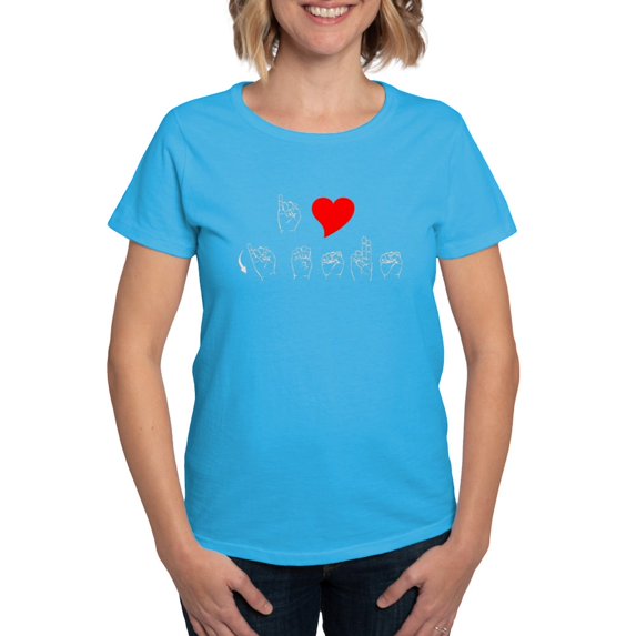 CafePress - ASL I Love Jesus Women's Dark T Shirt - Women's Traditional Fit Dark T-Shirt