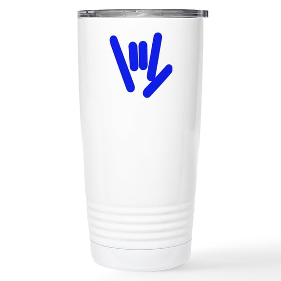 CafePress - ASL Rocks Bright Blue Stainless Steel Travel Mug - Insulated Stainless Steel Travel Tumbler 20 oz.