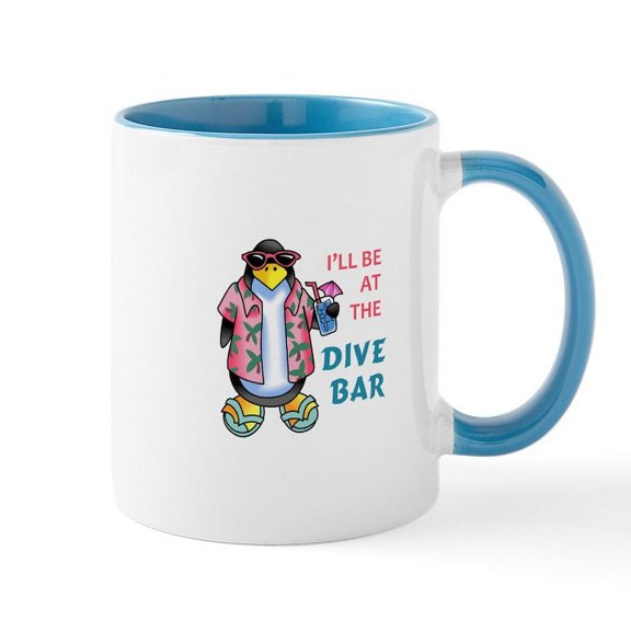 CafePress - AT THE DIVE BAR Mugs - 11 oz Ceramic Mug - Novelty Coffee Tea Cup
