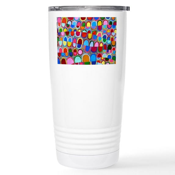 CafePress - AUSTRALIAN ABORIGINAL BRIGHT COLORS Mugs - Insulated Stainless Steel Travel Tumbler 20 oz.