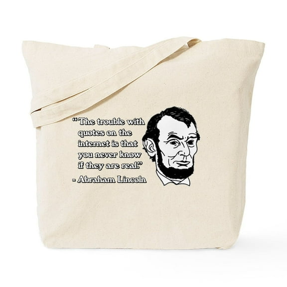 CafePress - Abraham Lincoln Internet Quotes Tote Bag - Unisex Canvas Tote Bag, Beige, 1-Piece