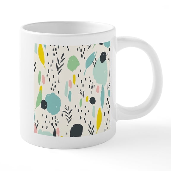 CafePress - Abstract Colorful Flowers Pattern Mugs - 20 Oz White Ceramic Mega Mug