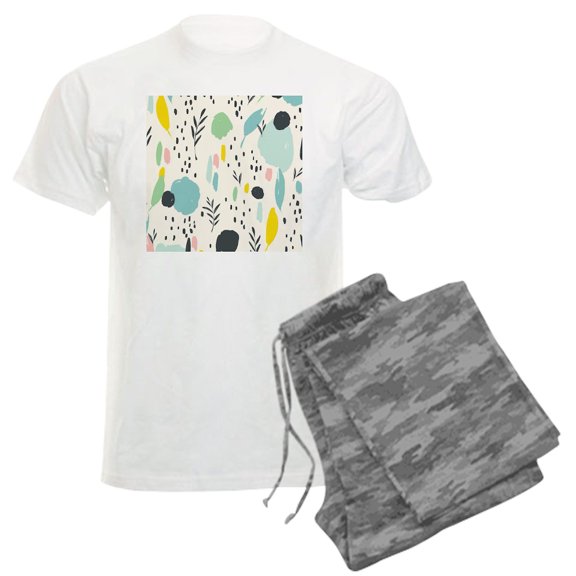 CafePress - Abstract Colorful Flowers Pattern Pajamas - Men's Light Loose Fit Cotton Pajama Set