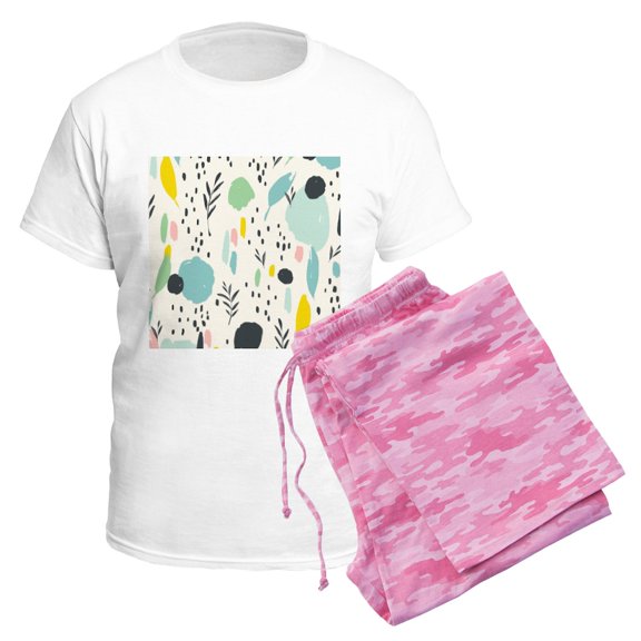 CafePress - Abstract Colorful Flowers Pattern Pajamas - Men's Light Loose Fit Cotton Pajama Set