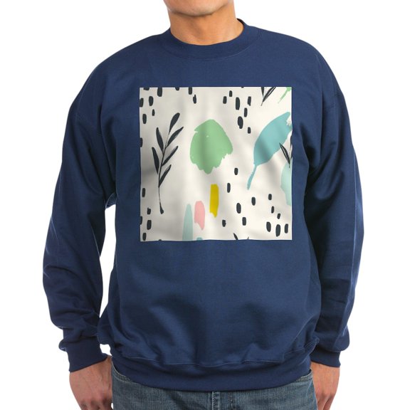 CafePress - Abstract Colorful Flowers Pattern Sweatshirt - Classic Crew Neck Sweatshirt