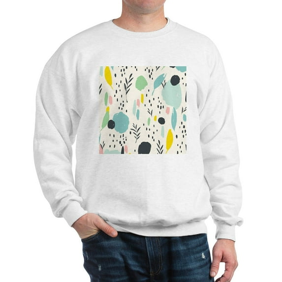 CafePress - Abstract Colorful Flowers Pattern Sweatshirt - Crew Neck Sweatshirt