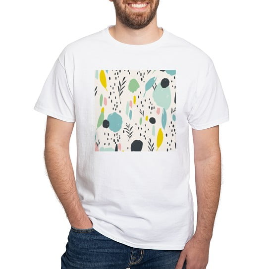 CafePress - Abstract Colorful Flowers Pattern T Shirt - Men's Classic Cotton T-Shirts