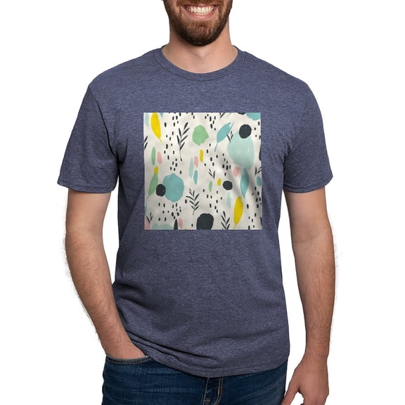 CafePress - Abstract Colorful Flowers Pattern T Shirt - Mens Tri-blend T-Shirt