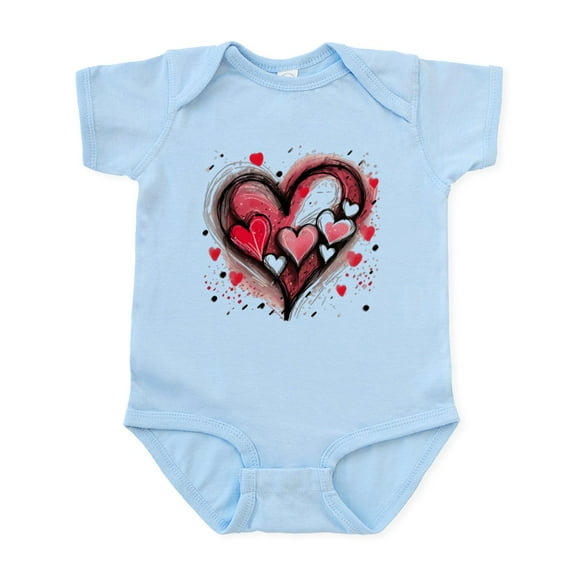 CafePress - Abstract Grunge Valentine Hearts Body Suit - Baby Light Bodysuit, Size Newborn - 24 Months