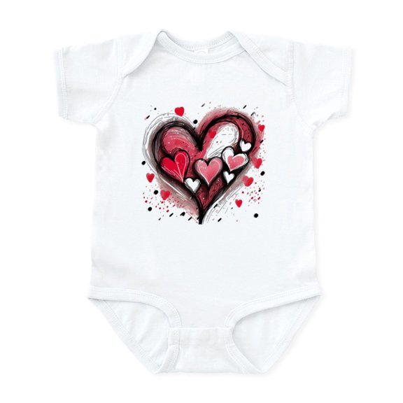CafePress - Abstract Grunge Valentine Hearts Body Suit - Baby Light Bodysuit, Size Newborn - 24 Months