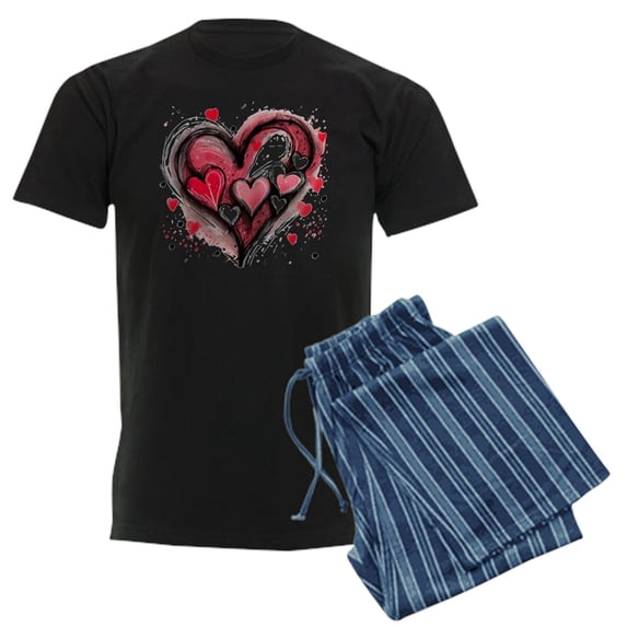CafePress - Abstract Grunge Valentine Hearts Pajamas - Men's Dark Loose Fit Cotton Pajama Set