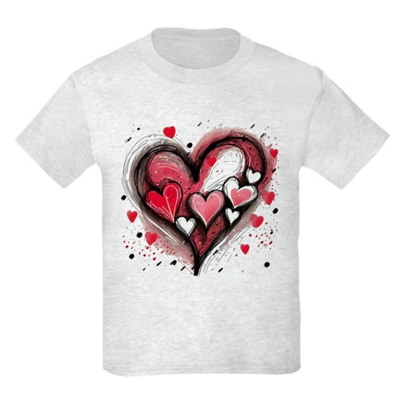 CafePress - Abstract Grunge Valentine Hearts T Shirt - Light T-Shirt Kids XS-XL