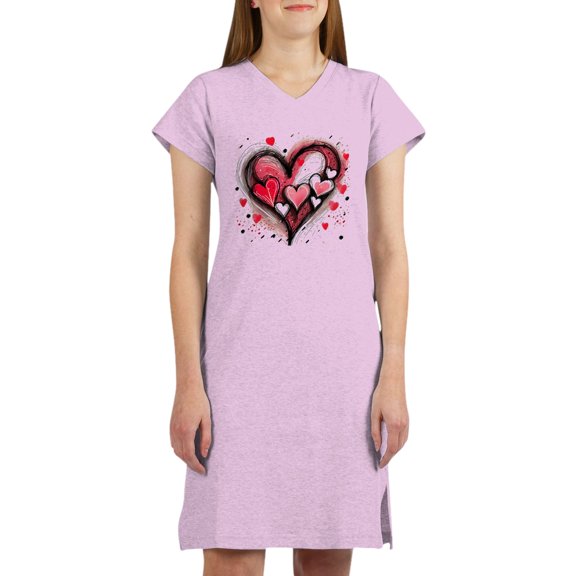 CafePress - Abstract Grunge Valentine Hearts T Shirt - Women's Nightshirt