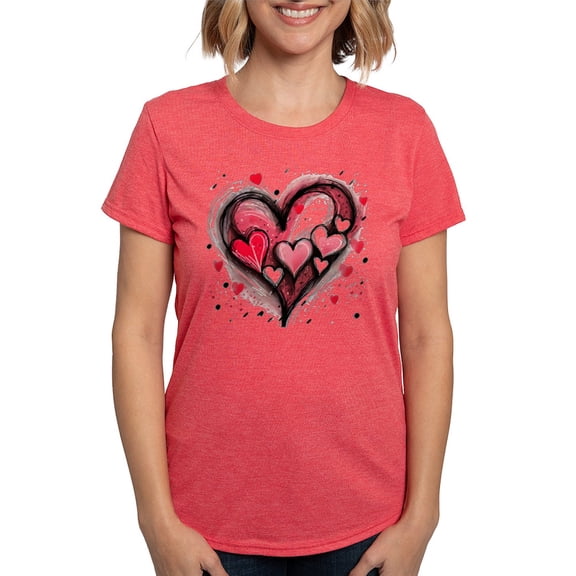 CafePress - Abstract Grunge Valentine Hearts T Shirt - Womens Tri-blend T-Shirt