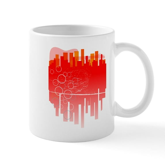 CafePress - Abstract Guitar City Mugs - 11 oz Ceramic Mug - Novelty Coffee Tea Cup