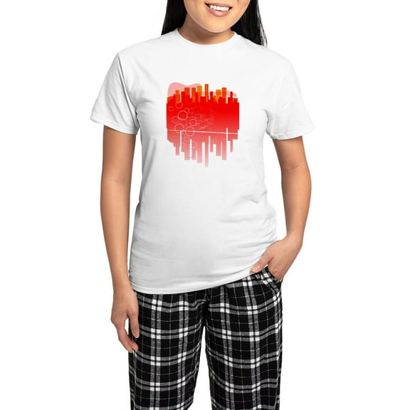 CafePress - Abstract Guitar City Pajamas - Women's Short Sleeve Print T-Shirt and Pants Light Cotton Pajama Set