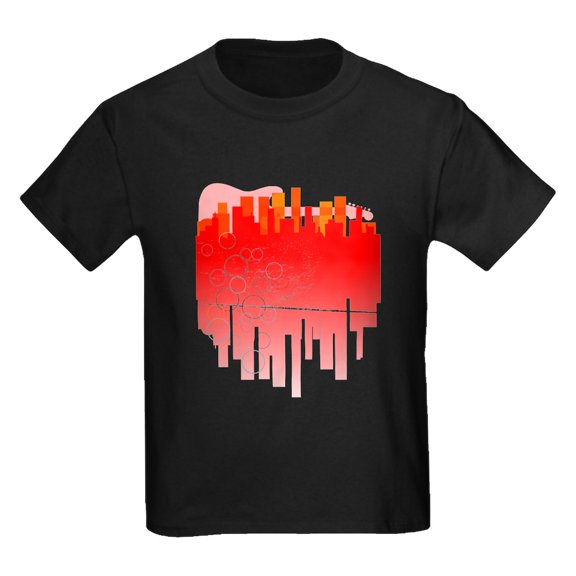 CafePress - Abstract Guitar City T Shirt - Dark T-Shirt Kids XS-XL