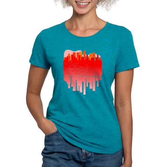 CafePress - Abstract Guitar City T Shirt - Womens Tri-blend T-Shirt