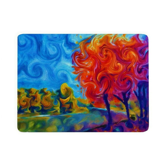 CafePress - Abstract Landscape Art Painting - Large Sherpa Fleece Throw Blanket 80" x 60"
