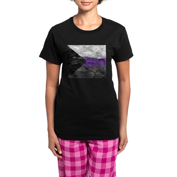 CafePress - Abstract Paint Splatter Demisexual Pride Flag Pajamas - Women's Short Sleeve Print T-Shirt and Pants Dark Cotton Pajama Set