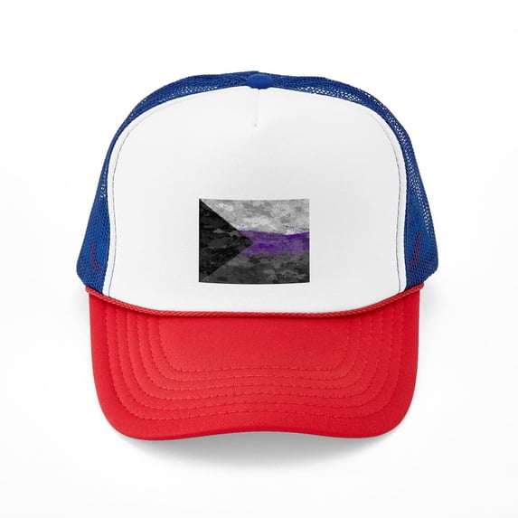CafePress - Abstract Paint Splatter Demisexual Pride Flag - Adjustable Unisex Printed Trucker Hat with Mesh Back