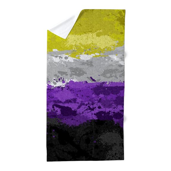 CafePress - Abstract Paint Splatter Non Binary Pride Flag - Large Beach Towel, Soft 30"x60" Towel with Unique Design