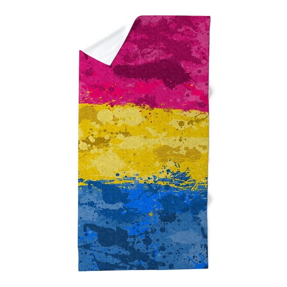CafePress - Abstract Paint Splatter Pansexual Pride Flag - Large Beach Towel, Soft 30"x60" Towel with Unique Design
