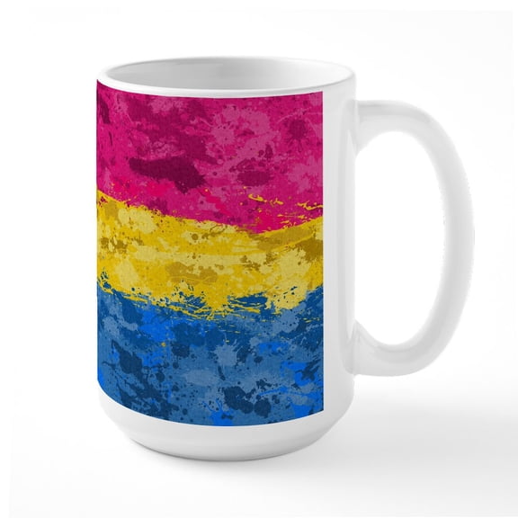 CafePress - Abstract Paint Splatter Pansexual Pride Flag Mugs - 15 oz Ceramic Large White Novelty Mug