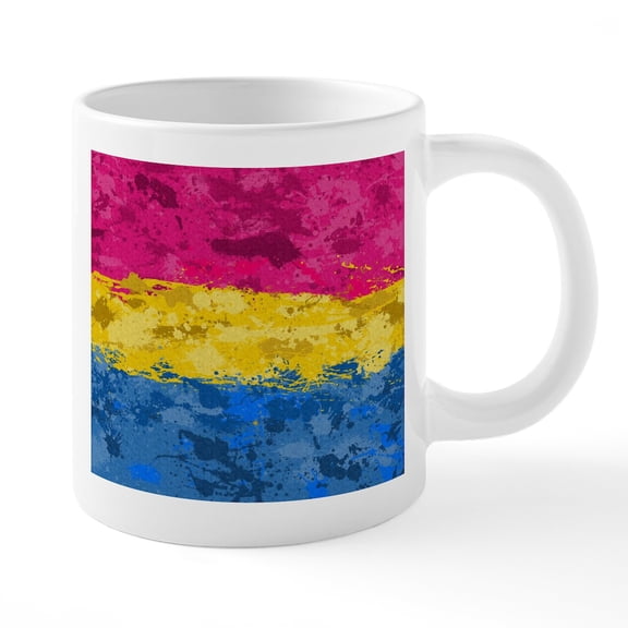 CafePress - Abstract Paint Splatter Pansexual Pride Flag Mugs - 20 Oz White Ceramic Mega Mug