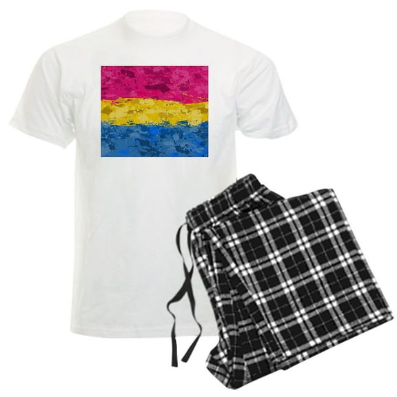 CafePress - Abstract Paint Splatter Pansexual Pride Flag Pajamas - Men's Light Loose Fit Cotton Pajama Set