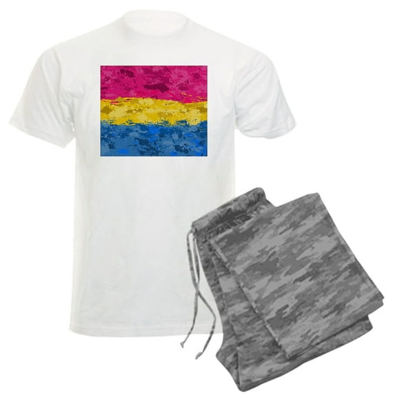 CafePress - Abstract Paint Splatter Pansexual Pride Flag Pajamas - Men's Light Loose Fit Cotton Pajama Set