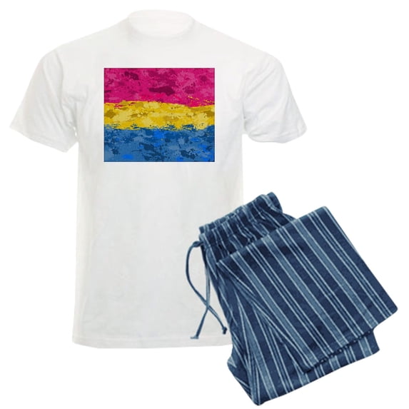 CafePress - Abstract Paint Splatter Pansexual Pride Flag Pajamas - Men's Light Loose Fit Cotton Pajama Set
