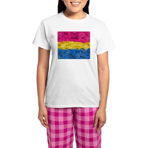 CafePress - Abstract Paint Splatter Pansexual Pride Flag Pajamas - Women's Short Sleeve Print T-Shirt and Pants Light Cotton Pajama Set