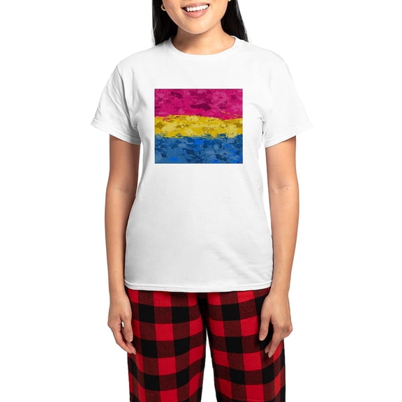 CafePress - Abstract Paint Splatter Pansexual Pride Flag Pajamas - Women's Short Sleeve Print T-Shirt and Pants Light Cotton Pajama Set