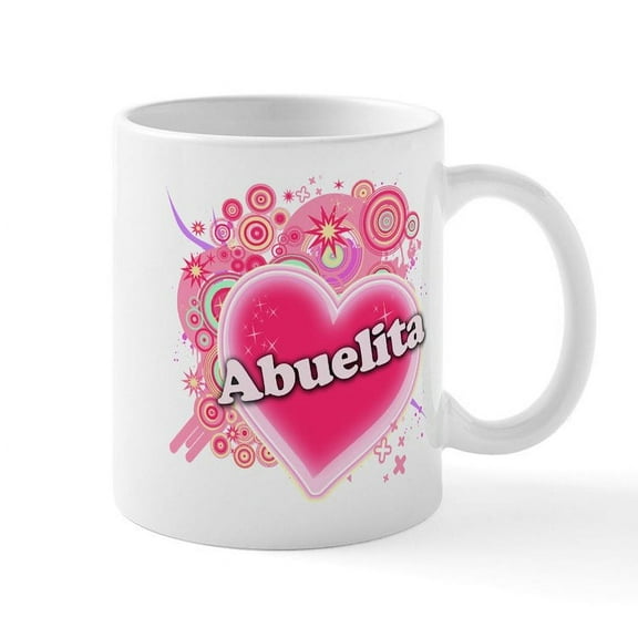 CafePress - Abuelita Heart Art Mug - 11 oz Ceramic Mug - Novelty Coffee Tea Cup